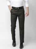 Arrow Men Grey Tapered Fit Checked Formal Trousers