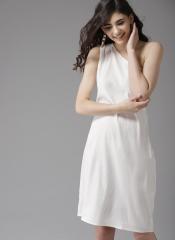 Here&now White Solid One Shoulder A Line Dress women