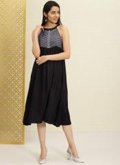 House Of Pataudi Black Embellished Fit And Flare Dress women
