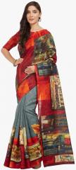 Mirchi Fashion Grey Printed Saree women