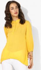 Sangria Yellow Solid Shirt Style Top women