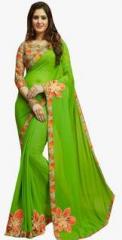 Shaily Green Embroidered Saree women