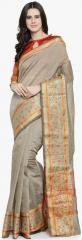 Shaily Grey Pure Silk Woven Design Banarasi Saree women