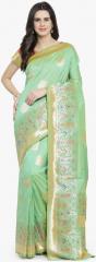 Shaily Lime Green Pure Silk Woven Design Banarasi Saree women