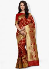 Shaily Red Embellished Saree women