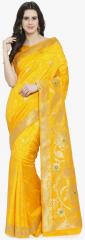 Shaily Yellow Pure Silk Woven Design Banarasi Saree women