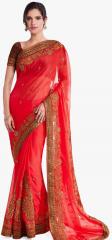 Soch Red Embellished Saree women