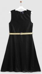 Yk Black Solid A Line Dress women