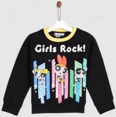 Yk Powerpuff Girls YK Girls Black Printed Sweatshirt girls