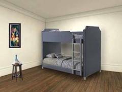 Aprodz Gilroy Grey Upholstered Twin Bunk Bed for Bedroom Solid Wood Bunk Bed