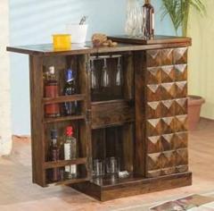 Bharat Furniture House Sheesham Wood Bar Cabinet Rack Hard and Soft Drinks Storage Cabinets Solid Wood Bar Cabinet