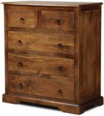 Bharat Furniture House Solid Sheesham Wood 5 Box Dresser Chest Of Drawers for living Room Furniture Solid Wood Free Standing Sideboard