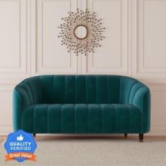 Carlton London Amelia Tufted Back Two Seater Teal Green Color Fabric 2 Seater Sofa