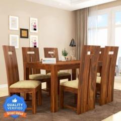 Custom Decor T Foster Premium Dining Room Furniture Wooden Dining Table with 6 Chairs Solid Wood 6 Seater Dining Set Solid Wood 6 Seater Dining Set