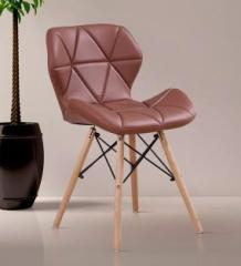 Deal Dhamaal Eames Replica Faux Leather Dining Chair in Tan Color Leatherette Dining Chair