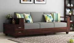 Douceur Furnitures Solid Sheesham Wood 3 Seater Sofa With Storage For Living / Cafe / Office. Fabric 3 Seater Sofa