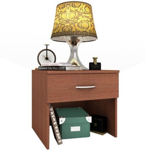 Exclusive Furniture Pi Shape Bedside Table in Oak Finish