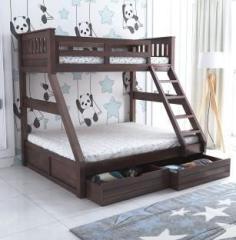Ganpati Arts Rio Bunk Bed Twin Over Bed with Ladder Wooden Bunk Bed with 2 Drawer Storage Solid Wood Bunk Bed