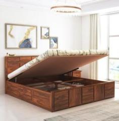 Ganpati Arts Solid Wood King Hydraulic Bed