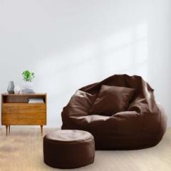 Gorevizon Opposed XL Bean Bag With Stool & Cushion Ready to Use Filled With Beans Bean Bag Chair With Bean Filling