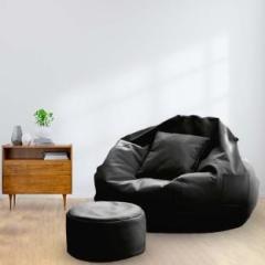 Gorevizon Opposed XXXL Bean Bag With Stool & Cushion Ready to Use Filled With Beans Bean Bag Chair With Bean Filling