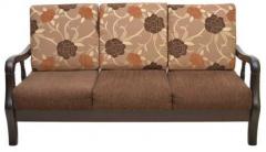 HomeTown Phoenix Solidwood Three Seater Sofa in Brown Colour