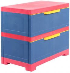 Nilkamal Kids Freedom Chester 12 With Two Drawers in Pepsi Blue and Bright Red Colour