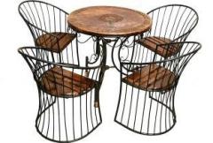 Smarts Collection Wood & Wrought Iron Patio Furniture Set Garden & Outdoor/Indoor Furniture Metal 4 Seater Dining Set