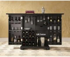 Uk Furniture Sheesham Wood Wine Bottle and Storage Bar Rack Display Unit Solid Wood Bar Cabinet