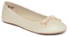 Fame Forever by Lifestyle Girls Gold Toned Solid Ballerinas