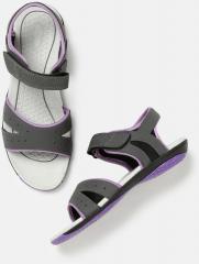 Roadster Women Grey & Purple Sports Sandals