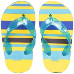 United Colors Of Benetton Kids Blue & Yellow Striped Thong Flip Flops girls