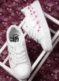 Yk White & Pink Floral Embroidery Sneakers girls