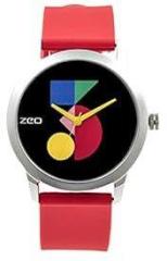 Analog Funky Colored Dial Wrist Watch for Men & Women. Quirky, Trendy, Stylish Unisex Watches in Latest Designs & Fashion. Black Dial with Multi Colored Numeral. Yellow Hands & Red Strap