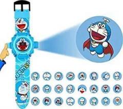 Emartos Unisex Kids Cartoon Doraemon PVC Rubber Plastic Digital Wrist Projector Watch with 24 Images Blue