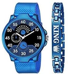 Goldenize fashion Analog Casual Unisex Wrist Watch for Men & Boys with King Bracelet Watch with Bracelet