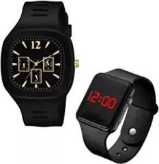 Goldenize fashion New Boys Analog Big Dial and Digital Date and Time Black LED Watch for Stylish Boy's or Men's Unisex Birthday Gift Digital Watch for Boys & Men Combo of 2