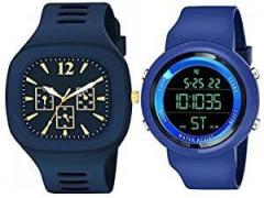 Goldenize fashion Square Analog and Digital Round Sports Multi Functional Unisex Waterproof and Stylish Birthday Gift Watches for Boy's and Men Pack of 2