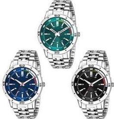 RPS FASHION WITH DEVICE OF R Boy's Analog Multicolour Dial Metal Watch Combo Pack of 3