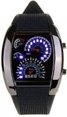 Unisex Digital Speedometer Black Dial Men's Wrist Watch