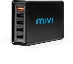 Mivi Desktop USB Charging Station HUB: [ Qualcomm Quick ChargeTM3.0 certified] 5 port 8A USB Turbo charging adapter with fast charging Mobile Charger (Cable Included)