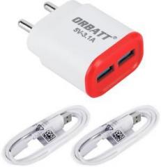 Orbatt 3.1A Fast Charger 1 A Multiport Mobile Charger with Detachable Cable (Cable Included)