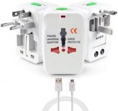 Trajectory Universal Travel Adapter and Android USB Cable Worldwide Adaptor