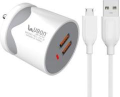 Ubon 12 W 2.4 A Multiport Mobile 2.4A Wall Charger with Micro USB Cable Dual USB Port Travel Fast Charging Power Adapter Compatible with Mobile Phones, Tablets & Other Devices Charger with Detachable Cable (Cable Included)