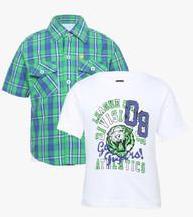 612 League Green Casual Shirt With T Shirt boys