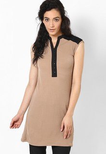 And Beige Solid Tunic women