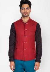 Mr Button Brick Linen Nehru Jacket men