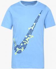 Nike Blue Printed Regular Fit T Shirt boys