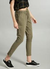 Roadster Olive Green Cropped Regular Trousers for women price in India on  11th August 2023  PriceHunt