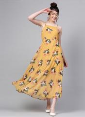 yellow floral print maxi dress